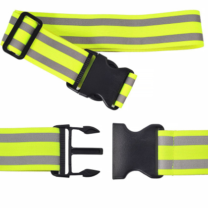 Reflective elastic belt with plastic buckle – two reflective stripes – for runners and pedestrians
